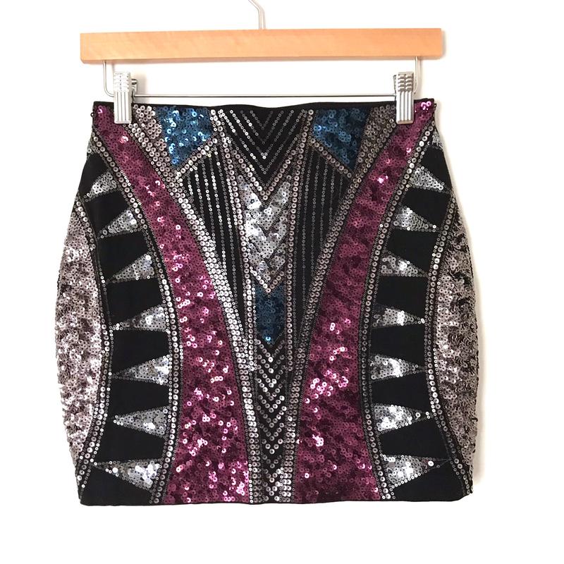 Express Sequin Geometric Mini Skirt- Size XS