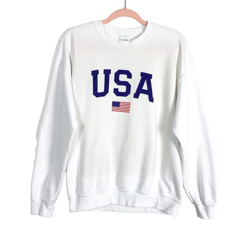 Gildan White USA Sweatshirt- Size M (see notes)