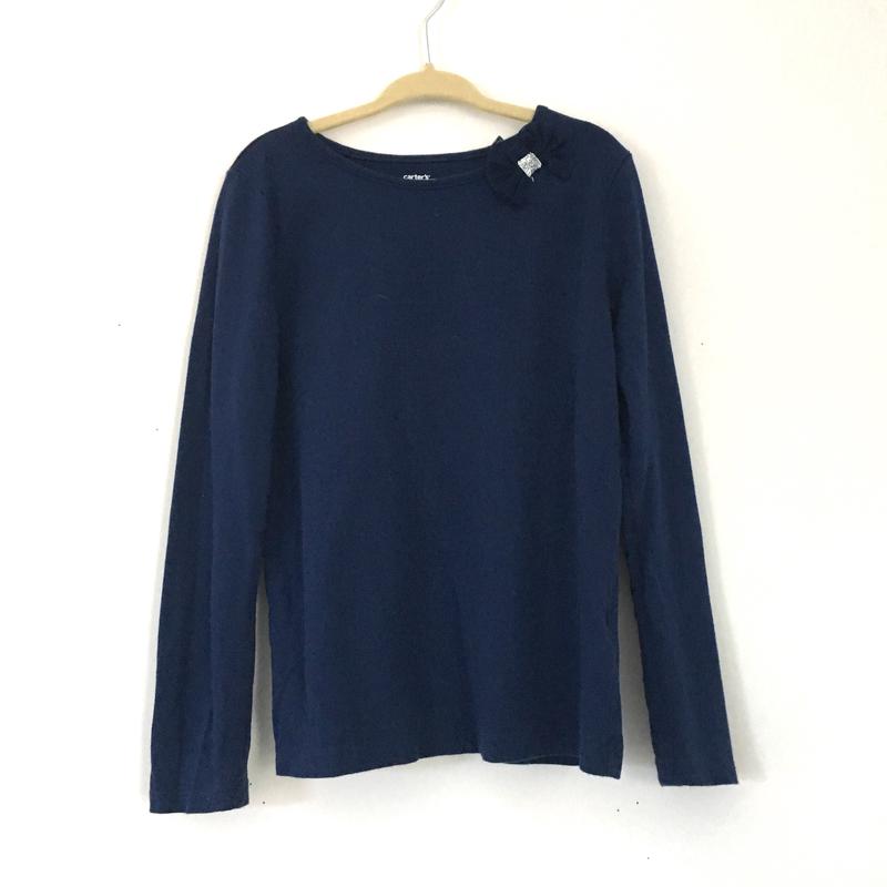 Girl\’s Youth Carters Navy Long Sleeve Bow Top- Size 7