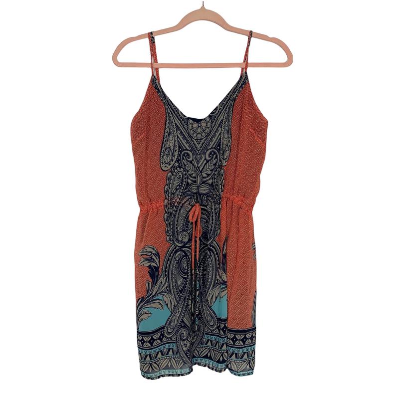 GLAM Printed Drawstring Waist Dress- Size S