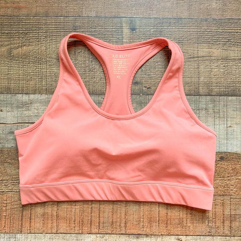 Gold Elite Coral Padded Sports Bra- Size XL (we have matching biker shorts, see notes)