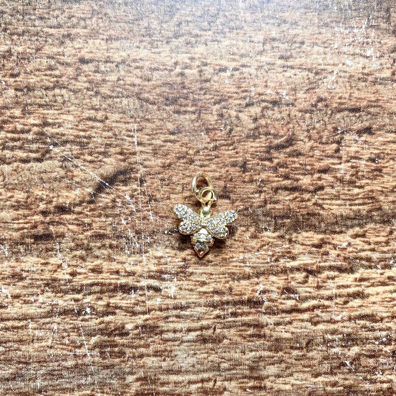 Gold Rhinestone Bee Charm
